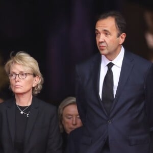 Martin Chirac, sa mère Claude Chirac et son mari Frédéric Salat-Baroux - Sorties des obsèques de l'ancien président de la République Jacques Chirac en l'église Saint-Sulpice à Paris. Le 30 septembre 2019 © Dominique Jacovides / Bestimage