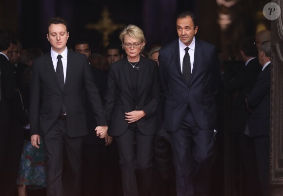 Martin Chirac, sa mère Claude Chirac et son mari Frédéric Salat-Baroux - Sorties des obsèques de l'ancien président de la République Jacques Chirac en l'église Saint-Sulpice à Paris. Le 30 septembre 2019 © Dominique Jacovides / Bestimage