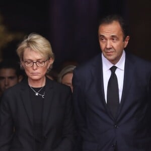 Martin Chirac, sa mère Claude Chirac et son mari Frédéric Salat-Baroux - Sorties des obsèques de l'ancien président de la République Jacques Chirac en l'église Saint-Sulpice à Paris. Le 30 septembre 2019 © Dominique Jacovides / Bestimage