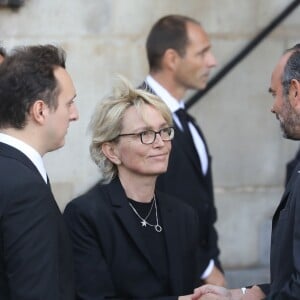 Martin Chirac, sa mère Claude Chirac et Edouard Philippe - Arrivées en l'église Saint-Sulpice pour les obsèques de l'ancien président de la République Jacques Chirac à Paris. Un service solennel sera présidé par le président de la République. Le 30 septembre 2019 © Dominique Jacovides / Bestimage