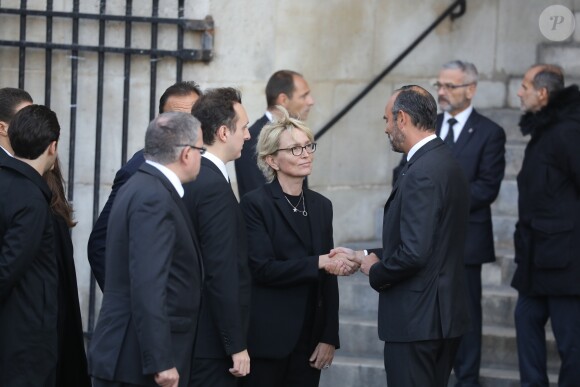 Martin Chirac, sa mère Claude Chirac et Edouard Philippe - Arrivées en l'église Saint-Sulpice pour les obsèques de l'ancien président de la République Jacques Chirac à Paris. Un service solennel sera présidé par le président de la République. Le 30 septembre 2019 © Dominique Jacovides / Bestimage