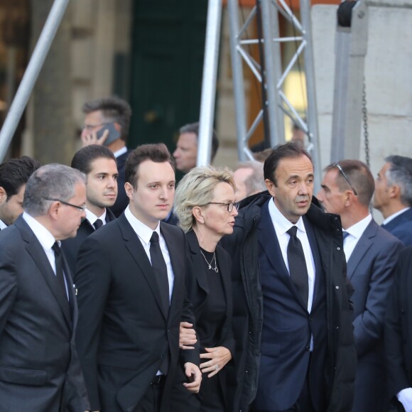 Esther Salat-Baroux, Nicolas Salat-Baroux, Martin Chirac, sa mère Claude Chirac et son mari Frédéric Salat-Baroux - Arrivées en l'église Saint-Sulpice pour les obsèques de l'ancien président de la République Jacques Chirac à Paris. Un service solennel sera présidé par le président de la République. Le 30 septembre 2019 © Dominique Jacovides / Bestimage