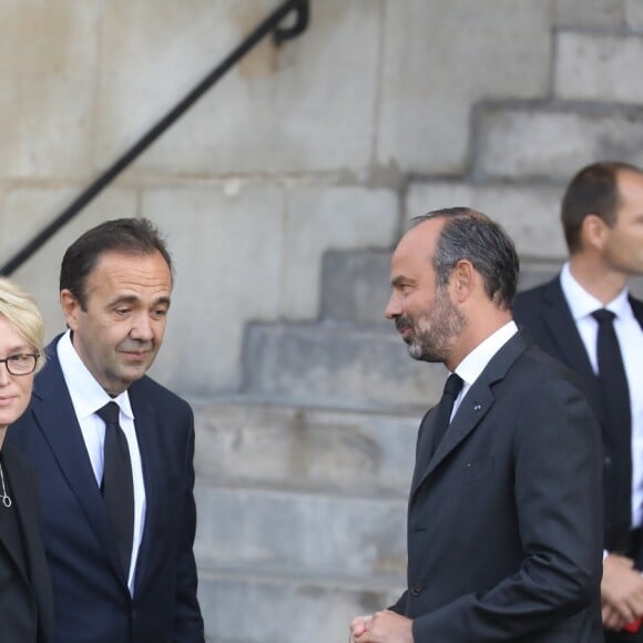 Alexandre Salat-Baroux, Nicolas Salat-Baroux, Martin Chirac, sa mère Claude Chirac, Frédéric Salat-Baroux, Edouard Philippe - Arrivées en l'église Saint-Sulpice pour les obsèques de l'ancien président de la République Jacques Chirac à Paris. Un service solennel sera présidé par le président de la République. Le 30 septembre 2019 © Dominique Jacovides / Bestimage