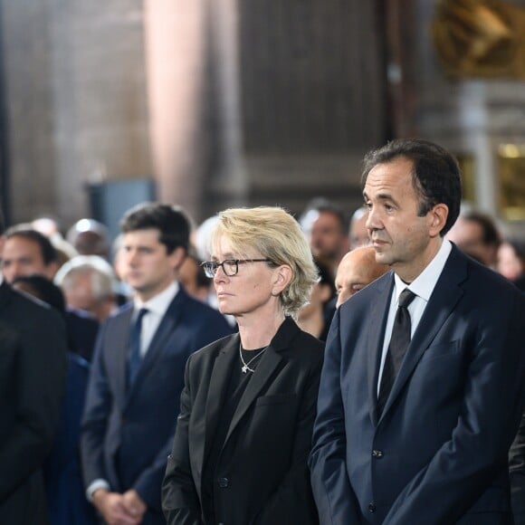 Claude Chirac et son mari Frédéric Salat-Baroux lors des obsèques de Jacques Chirac en l'église Saint-Sulpice, à Paris, le 30 septembre 2019. © Eliot Blondet / Pool / Bestimage30/09/2019 - Paris
