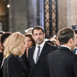 Emmanuel Macron, Brigitte Macron, Claude Chirac, Frédéric Salat-Baroux lors des obsèques de Jacques Chirac en l'église Saint-Sulpice, à Paris, le 30 septembre 2019  © Eliot Blondet / Pool / Bestimage