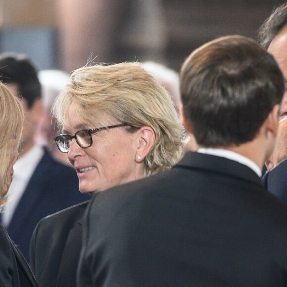 Emmanuel Macron, Brigitte Macron, Claude Chirac, Frédéric Salat-Baroux lors des obsèques de Jacques Chirac en l'église Saint-Sulpice, à Paris, le 30 septembre 2019 © Eliot Blondet / Pool / Bestimage