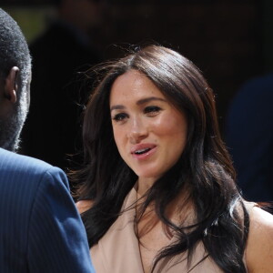 Meghan Markle, duchesse de Sussex, se rend à l'Université de Johannesburg où elle a participé à une table ronde avec l'Association des universités du Commonwealth, dont elle est la marraine. Johannesburg, Afrique du Sud, le 1er octobre 2019.