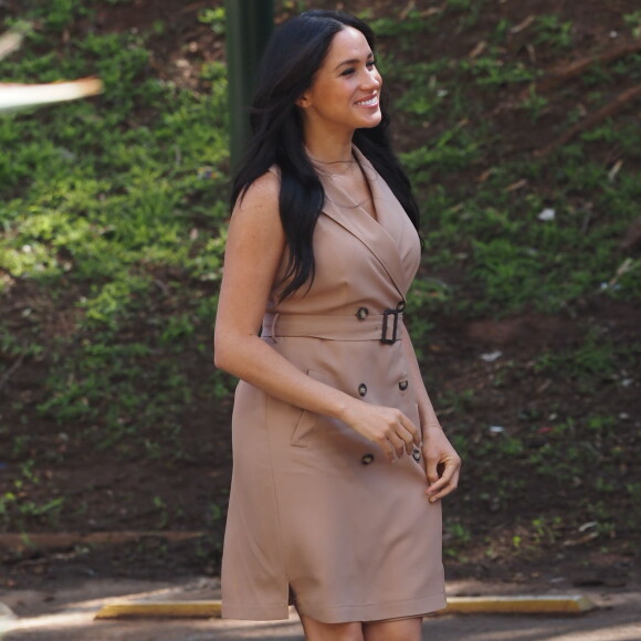 Meghan Markle, duchesse de Sussex, se rend à l'Université de Johannesburg où elle a participé à une table ronde avec l'Association des universités du Commonwealth, dont elle est la marraine. Johannesburg, Afrique du Sud, le 1er octobre 2019.