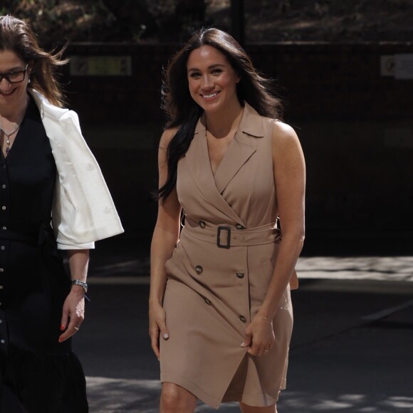 Meghan Markle, duchesse de Sussex, se rend à l'Université de Johannesburg où elle a participé à une table ronde avec l'Association des universités du Commonwealth, dont elle est la marraine. Johannesburg, Afrique du Sud, le 1er octobre 2019.