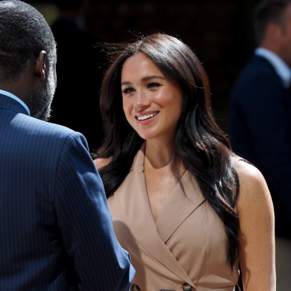 Meghan Markle, duchesse de Sussex, se rend à l'Université de Johannesburg où elle a participé à une table ronde avec l'Association des universités du Commonwealth, dont elle est la marraine. Johannesburg, Afrique du Sud, le 1er octobre 2019.