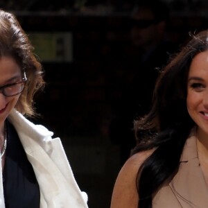 Meghan Markle, duchesse de Sussex, se rend à l'Université de Johannesburg où elle a participé à une table ronde avec l'Association des universités du Commonwealth, dont elle est la marraine. Johannesburg, Afrique du Sud, le 1er octobre 2019.