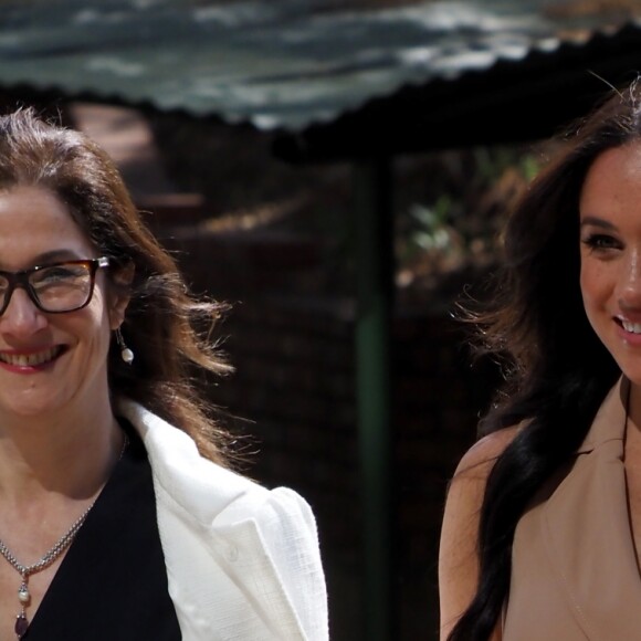 Meghan Markle, duchesse de Sussex, se rend à l'Université de Johannesburg où elle a participé à une table ronde avec l'Association des universités du Commonwealth, dont elle est la marraine. Johannesburg, Afrique du Sud, le 1er octobre 2019.