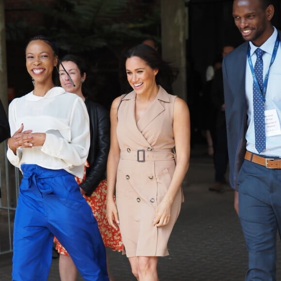 Meghan Markle, duchesse de Sussex, se rend à l'Université de Johannesburg où elle a participé à une table ronde avec l'Association des universités du Commonwealth, dont elle est la marraine. Johannesburg, Afrique du Sud, le 1er octobre 2019.