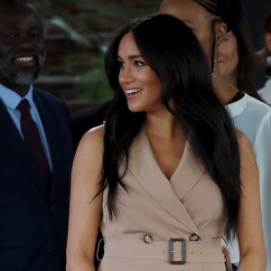 Meghan Markle, duchesse de Sussex, se rend à l'Université de Johannesburg où elle a participé à une table ronde avec l'Association des universités du Commonwealth, dont elle est la marraine. Johannesburg, Afrique du Sud, le 1er octobre 2019.