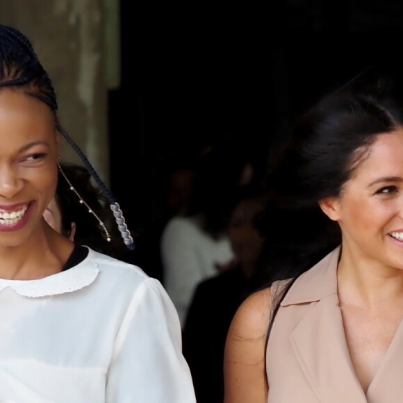 Meghan Markle, duchesse de Sussex, se rend à l'Université de Johannesburg où elle a participé à une table ronde avec l'Association des universités du Commonwealth, dont elle est la marraine. Johannesburg, Afrique du Sud, le 1er octobre 2019.