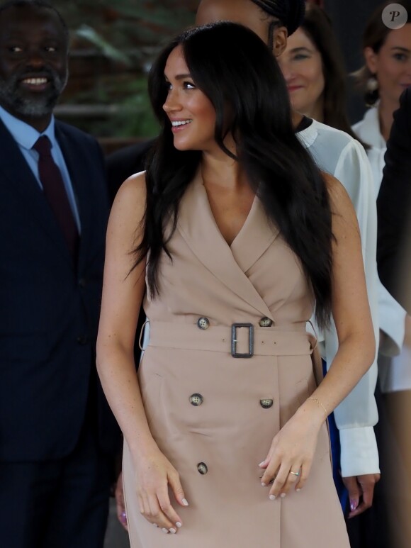 Meghan Markle, duchesse de Sussex, se rend à l'Université de Johannesburg où elle a participé à une table ronde avec l'Association des universités du Commonwealth, dont elle est la marraine. Johannesburg, Afrique du Sud, le 1er octobre 2019.