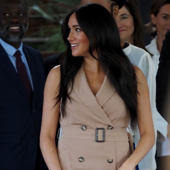 Meghan Markle, duchesse de Sussex, se rend à l'Université de Johannesburg où elle a participé à une table ronde avec l'Association des universités du Commonwealth, dont elle est la marraine. Johannesburg, Afrique du Sud, le 1er octobre 2019.