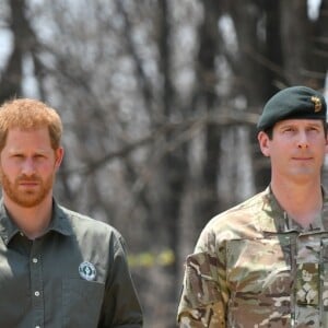 Le prince Harry, duc de Sussex, rend hommage au soldat Mathew Talbot, tué le 5 mai 2019 par un éléphant au Liwonde National Park (Malawi), le 30 septembre 2019, dans le cadre de son voyage officiel en Afrique du Sud.