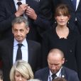 Nicolas Sarkozy et sa femme Carla Bruni - Sorties des obsèques de l'ancien président de la République Jacques Chirac en l'église Saint-Sulpice à Paris. Le 30 septembre 2019 © Dominique Jacovides / Bestimage