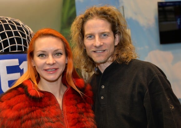 Marina Anissina et Gwendal Peizerat sur le plateau de la radio Europe 1 au salon international de l'Agriculture à Paris, le 25 février 2015.