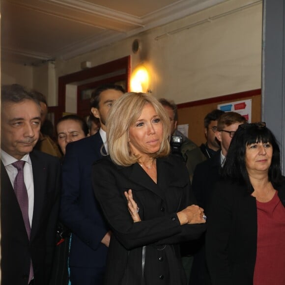 Brigitte Macron et Valérie Pécresse visitent la cité scolaire Alphonse de Lamartine à Paris le 9 octobre 2019. © Dominique Jacovides/Bestimage