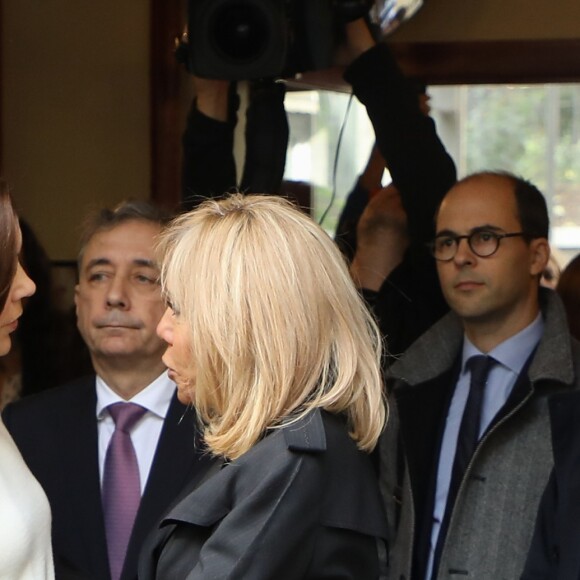La princesse Mary de Danemark, Brigitte Macron lors de la visite de la cité scolaire Alphonse de Lamartine à Paris le 9 octobre 2019. © Dominique Jacovides / Bestimage