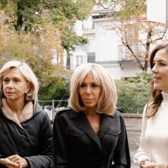Valérie Pécresse, présidente du conseil régional d'Ile de France, Brigitte Macron, la princesse Mary de Danemark lors de la visite de la cité scolaire Alphonse de Lamartine à Paris le 9 octobre 2019. © Hamilton / Pool / Bestimage