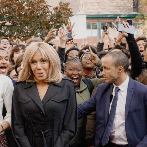 Brigitte Macron, la princesse Mary de Danemark lors de la visite de la cité scolaire Alphonse de Lamartine à Paris le 9 octobre 2019. © Hamilton / Pool / Bestimage