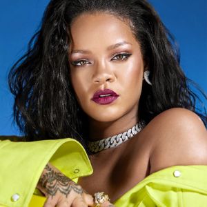 Rihanna pose pour la campagne de pub de sa marque de cosmétiques "Fenty Beauty". New York. Le 4 septembre 2019.