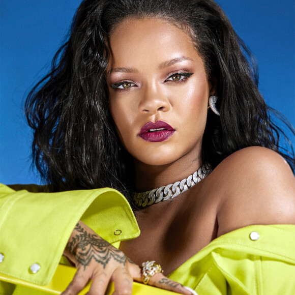 Rihanna pose pour la campagne de pub de sa marque de cosmétiques "Fenty Beauty". New York. Le 4 septembre 2019.