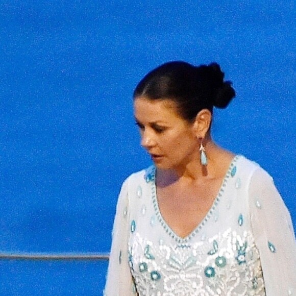 Michael Douglas et sa femme Catherine Zeta-Jones sont allés dîner avec des amis à Portofino, le 30 juillet 2019.