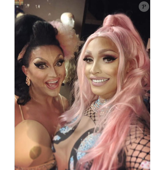 Tatianna, candidate de la deuxième saison de l'émission "RuPaul's Drag Race", et BenDeLaCreme sur Instagram. Le 14 juin 2018.