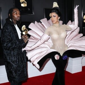 Offset, Cardi B - Les célébrités posent lors du photocall de la soirée des GRAMMY Awards au Staples Center de Los Angeles le 10 février, 2019