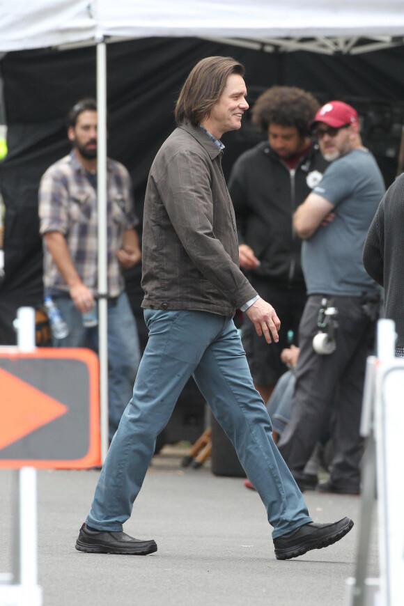 Jim Carrey sur le tournage de "Kidding" à Los Angeles le 22 mai 2018. © CPA/Bestimage