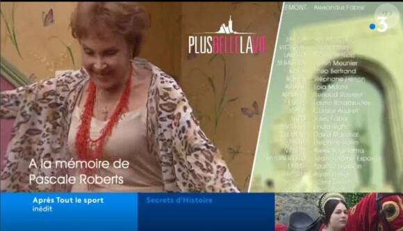 "Plus belle la vie" rend hommage à Pascale Roberts (Wanda) dans l'épisode diffusé le lundi 28 octobre 2019, sur France 3