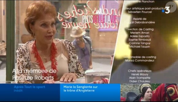 "Plus belle la vie" rend hommage à Pascale Roberts (Wanda) dans l'épisode diffusé le lundi 28 octobre 2019, sur France 3