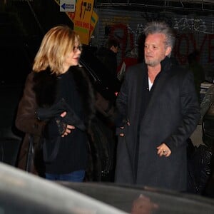 Meg Ryan avec son compagnon John Mellencamp sont allés dîner au restaurant aprés être allés à l'émission 'The Stephen Colbert Show' à New York le 1er février 2018.