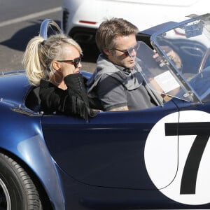 Le prince Emmanuel-Philibert de Savoie et Laeticia Hallyday - Le prince Emmanuel-Philibert de Savoie est au volant de la voiture "Shelby Cobra" sport de Johnny avec Laeticia Hallyday direction le restaurant SoHo House de Malibu en famille à Los Angeles, le 3 novembre 2019.