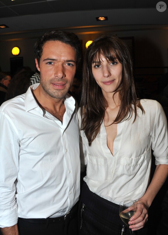 Exclusif - Nicolas Bedos et sa compagne Doria Tillier - Aftershow du spectacle de Guy Bedos "La der des der" a l'Olympia a Paris. Le 23 decembre 2013