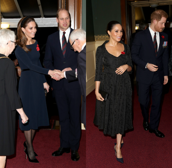 Kate Middleton, le prince William, Meghan Markle et le prince Harry réunis à Londres, le 9 novembre 2019 au Royal British Legion Festival of Remembrance au Royal Albert Hall à Kensington, Londres.