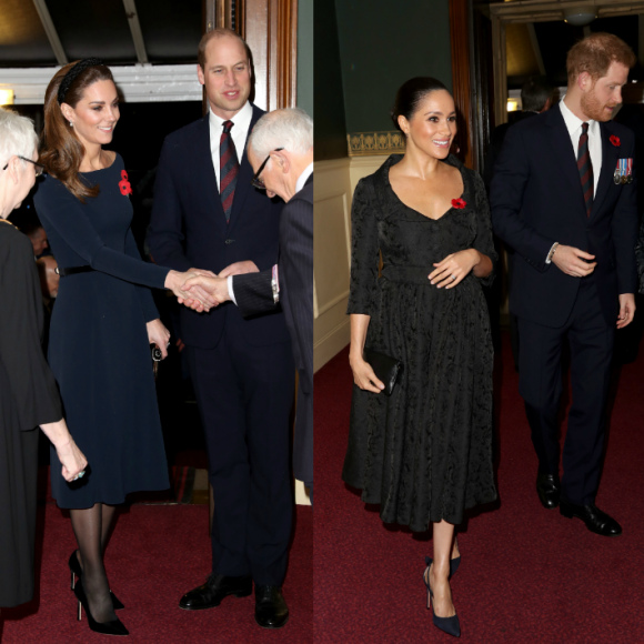 Kate Middleton, le prince William, Meghan Markle et le prince Harry réunis à Londres, le 9 novembre 2019 au Royal British Legion Festival of Remembrance au Royal Albert Hall à Kensington, Londres.