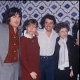  Archives - Luc Plamondon, Michel Berger, Serge Lama, France Gall, Thierry Le Luron et Mireille Hartuch lors d'une soirée à Paris. Le 3 décembre 1980. 