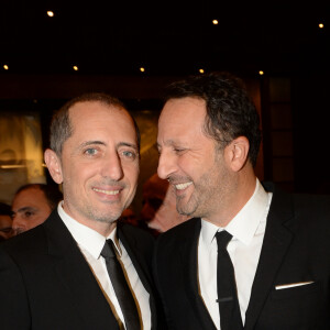 Exclusif - Gad Elmaleh et Arthur - Dîner de gala et vente aux enchère pour l'association "Sauveteurs sans frontières" ("Qui sauve une vie sauve l'humanité") à l'hôtel du collectionneur à Paris, France, le 13 février 2018. © Rachid Bellak/Bestimage