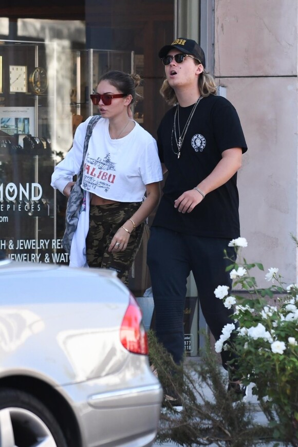 Exclusif - Thylane Blondeau et son petit ami Milane Meritte sont allés déjeuner au restaurant Pastaio à Beverly Hills le 7 septembre 2019.