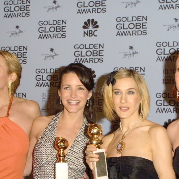 Sarah Jessica Parker, Kristin Davis, Cynthia Nixon et Kim Cattrall - Golden Globe Awards à l'hôtel Hilton. Le 21 janvier 2002.