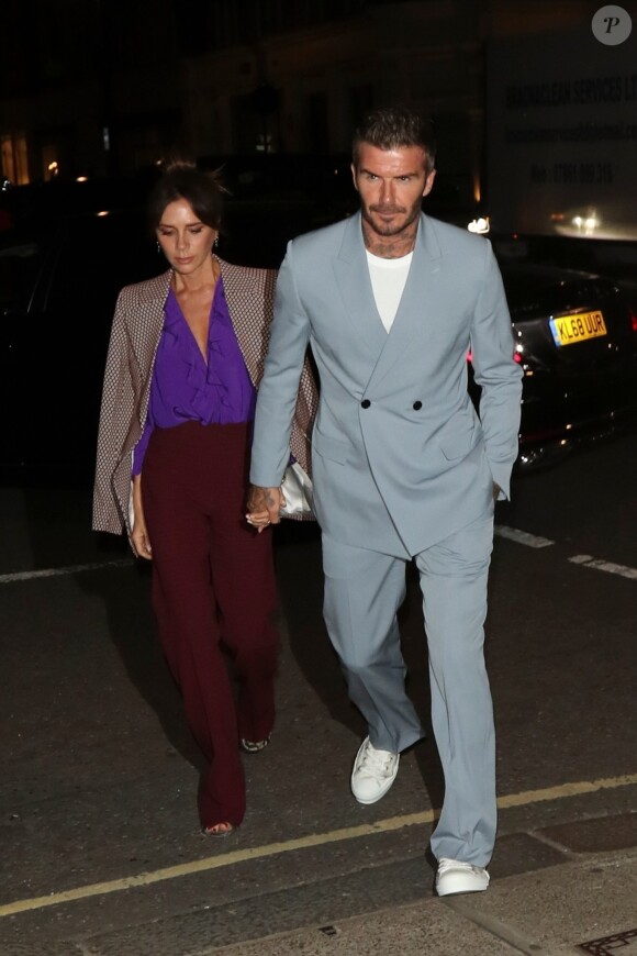 David Beckham, Victoria Beckham - Les célébrités assistent au dîner Beckham organisé au "Harry's Bar" lors de la Fashion week à Londres, le 15 septembre 2019.