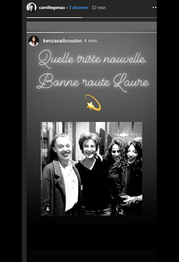 Camille Geneau rend hommage à Laure Killing sur Instagram, le 19 novembre 2019