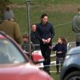 Exclusif - Catherine Kate Middleton, duchesse de Cambridge, Le prince George, la princesse Charlotte lors d'une après-midi de détente en famille en marge des courses de chevaux de Burnham dans le Norfolk le 12 avril 2019.