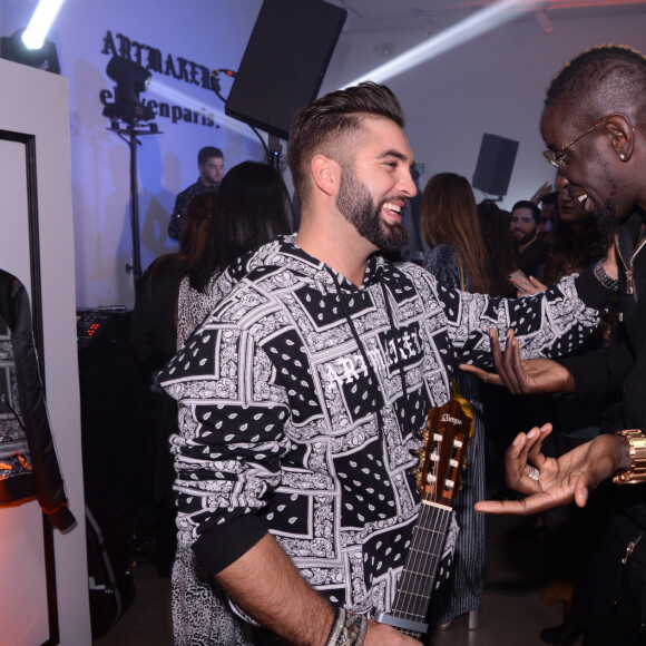 Exclusif - Kendji Girac et Mamadou Sakho assistent au lancement de la collection "Artmakers" d'Eleven Paris aux Salons Hoche à Paris le 27 novembre 2019. © Rachid Bellak/Bestimage