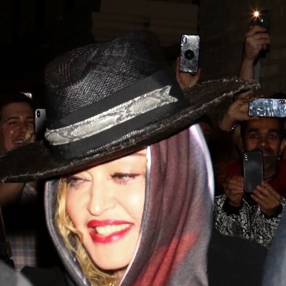 Exclusif - Madonna à la sortie de la Howard Gilman Opera House avec Ahlamalik Williams après la dernière représentation de sa tournée "Madame X Tour" à Brooklyn, New York, le 13 octobre 2019.